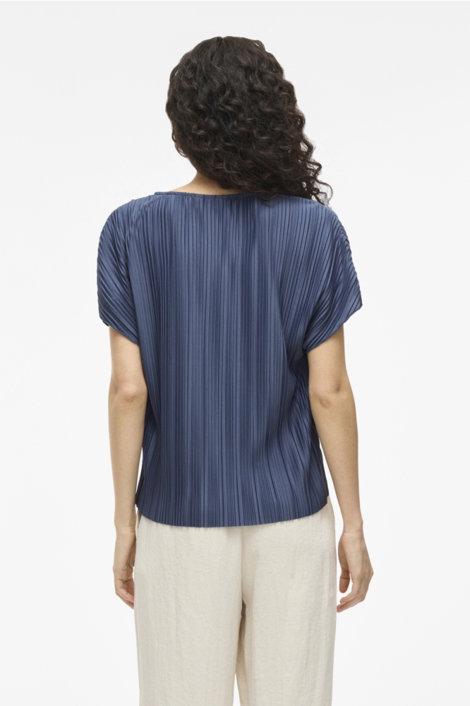 VITAHLIA O-NECK CAPSLEEVE TOP/DFS 14108026 Vintage Indigo